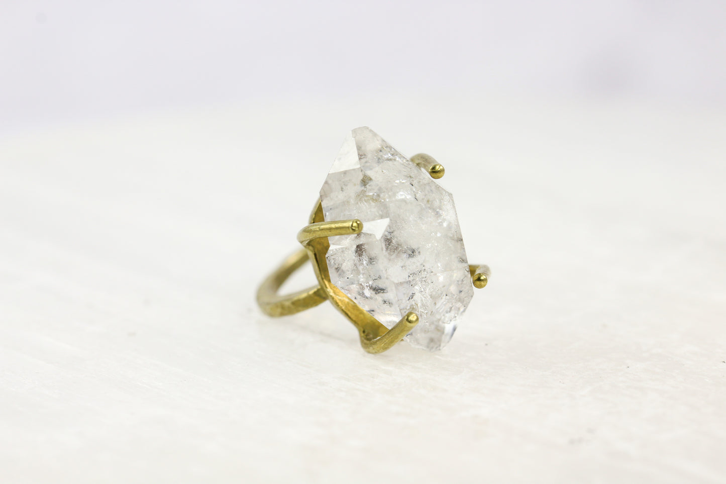 Herkimer Diamond Brass Ring