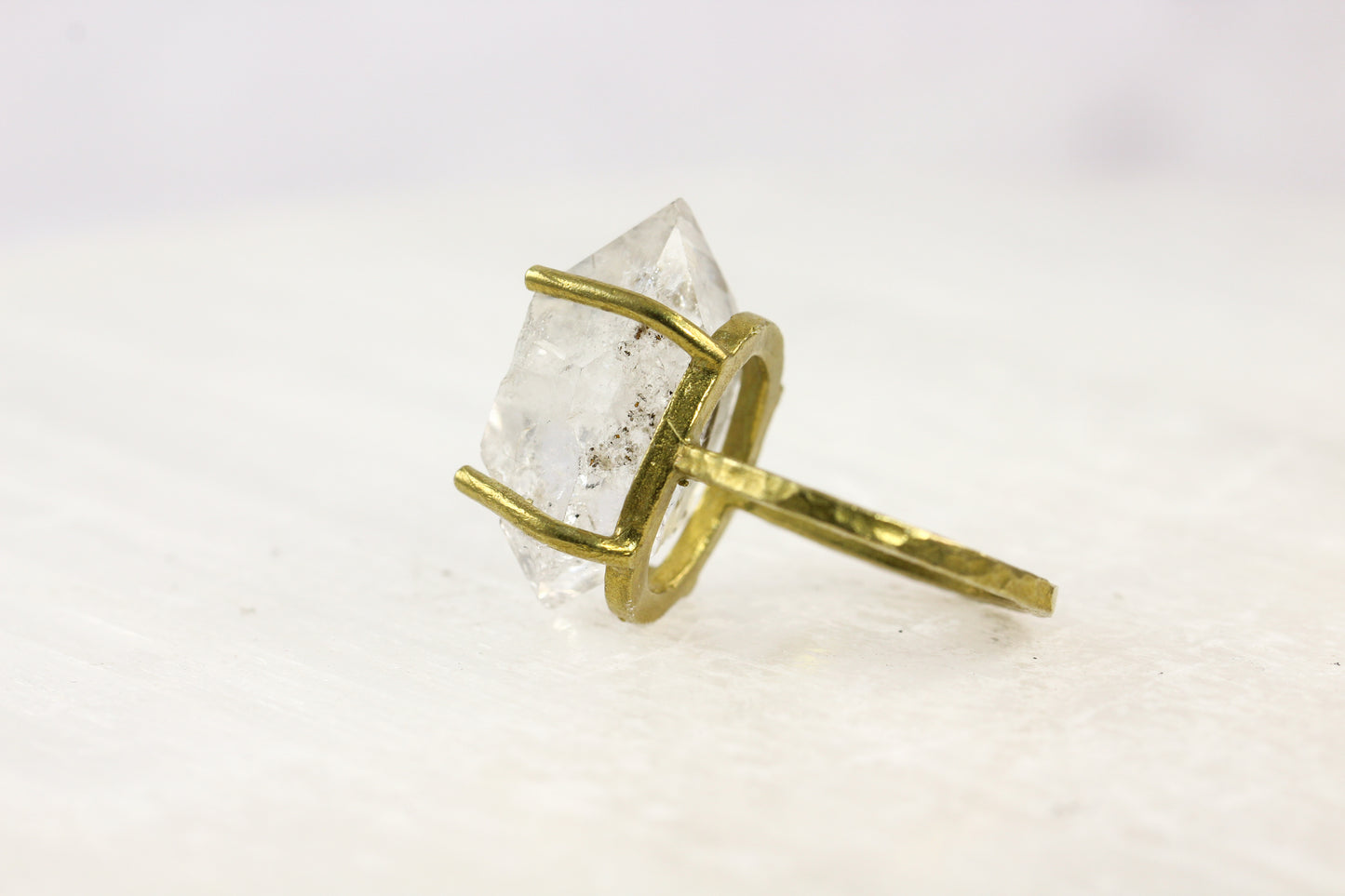 Herkimer Diamond Brass Ring