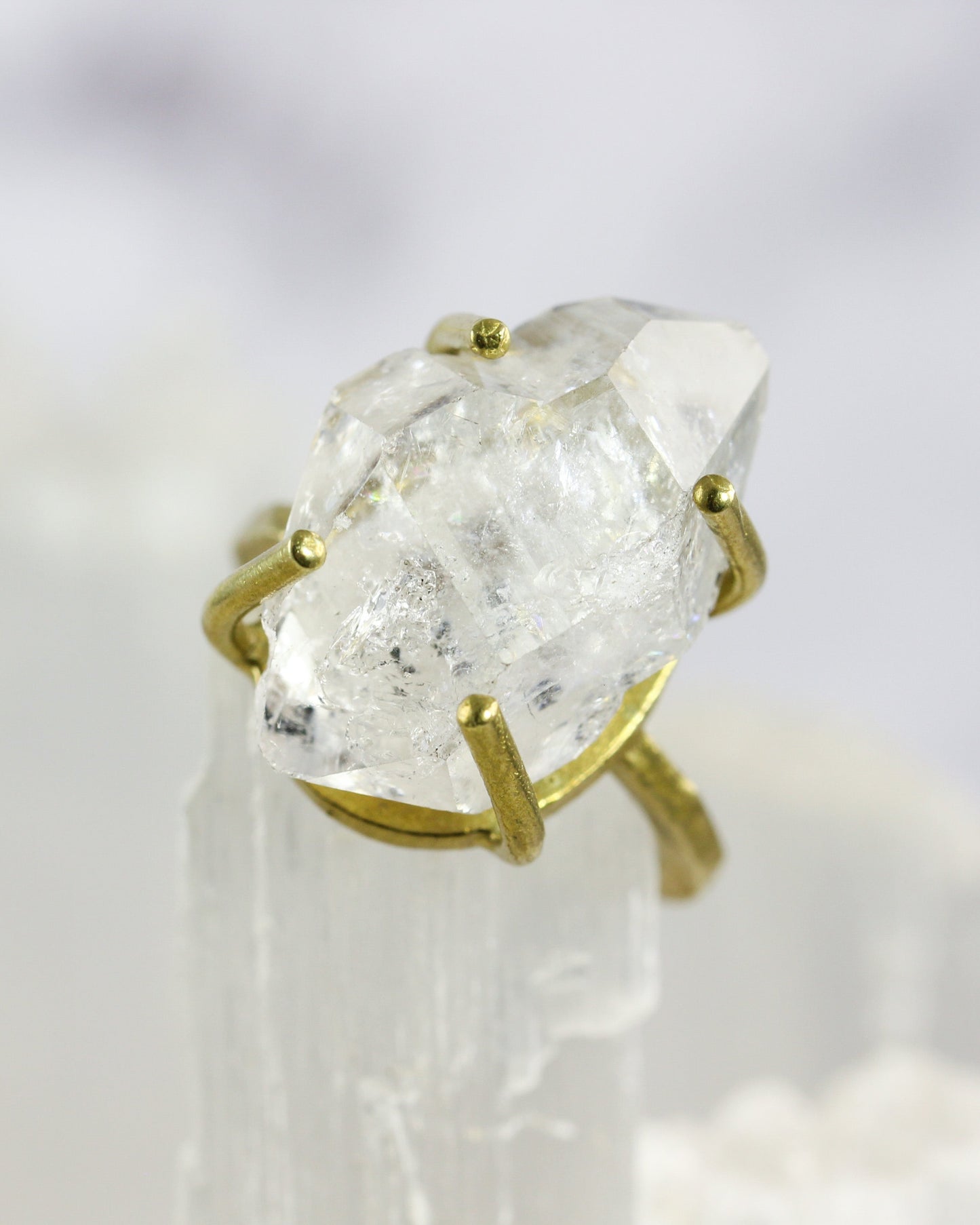 Herkimer Diamond Brass Ring