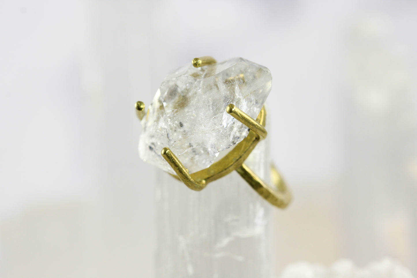 Herkimer Diamond Brass Ring