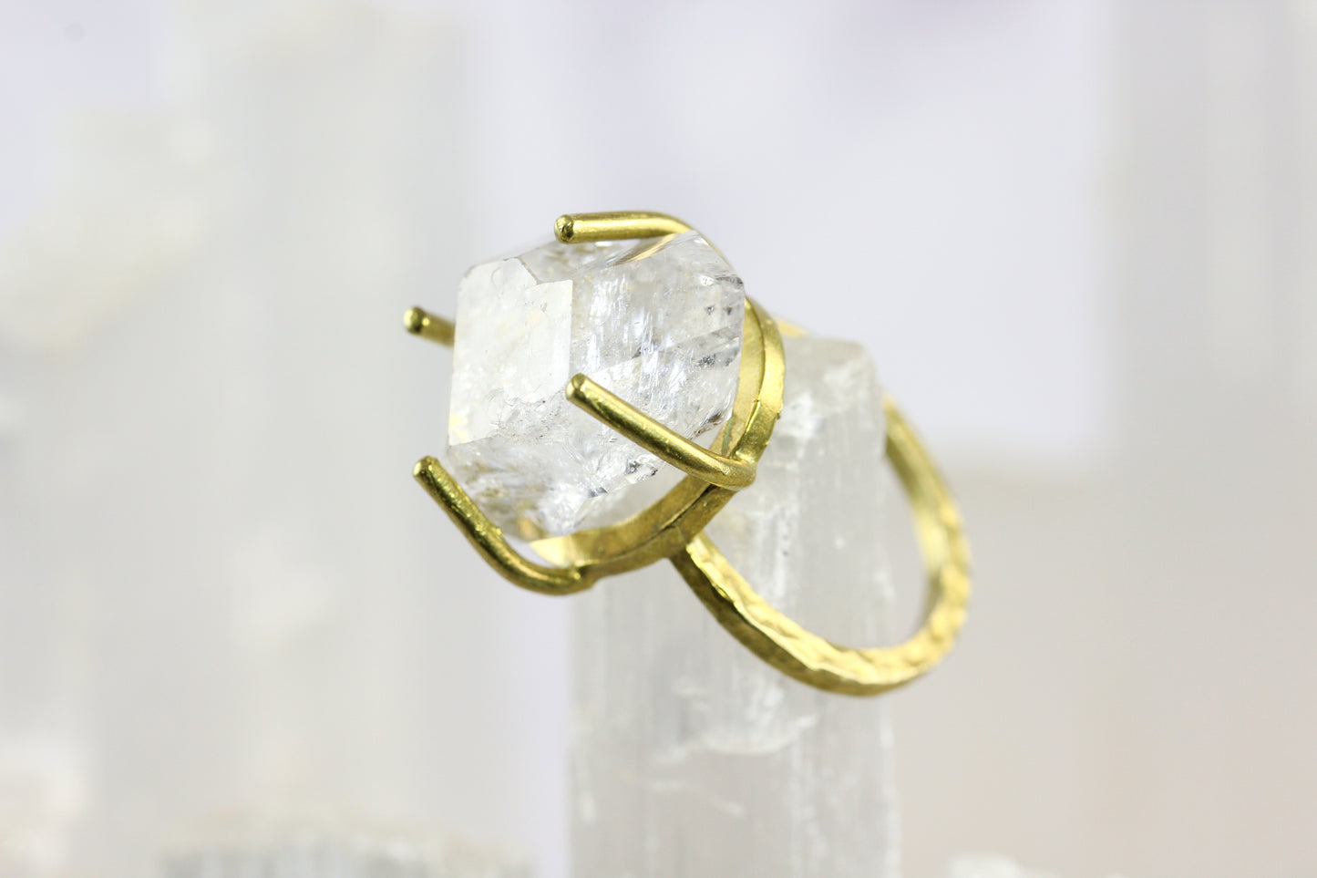 Herkimer Diamond Brass Ring