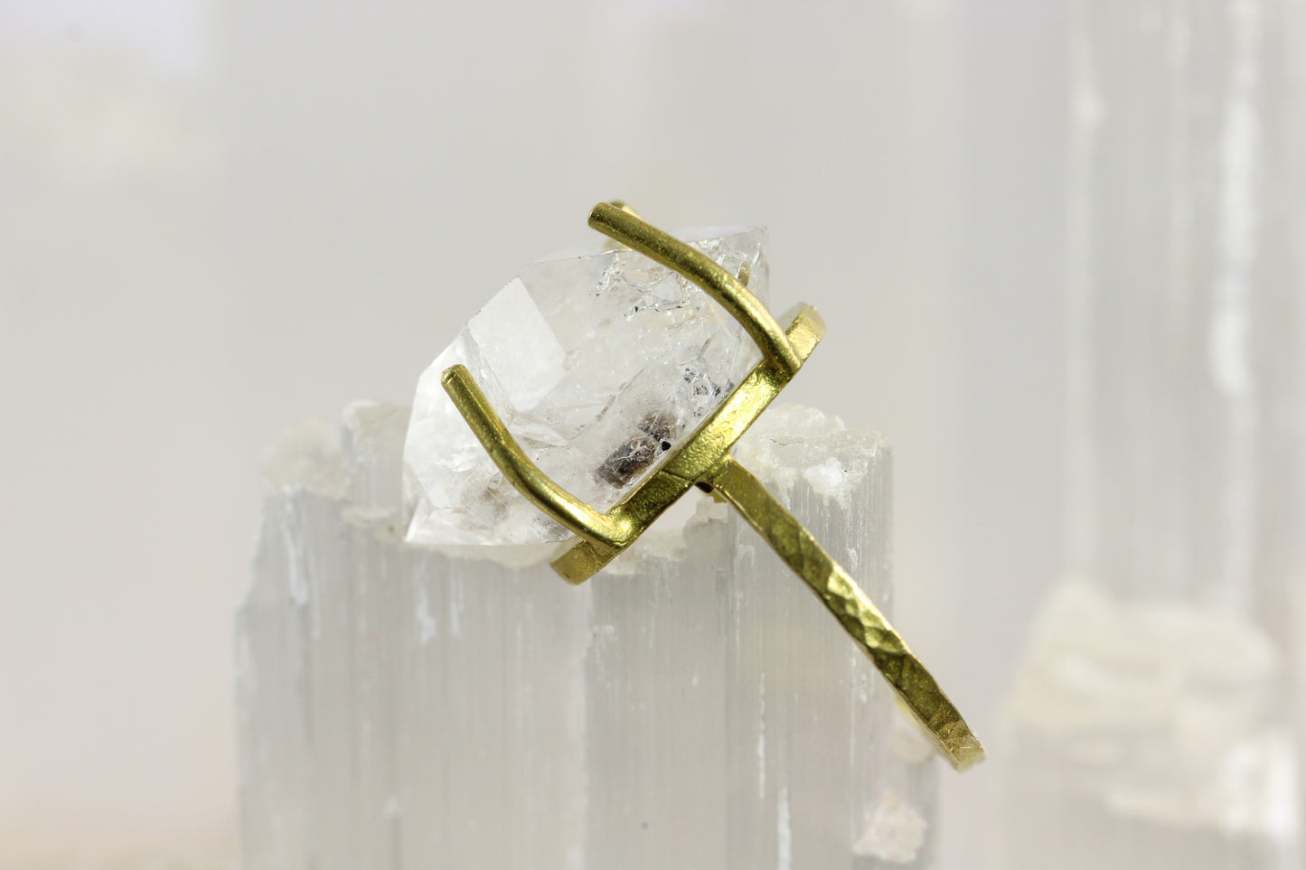 Herkimer Diamond Brass Ring