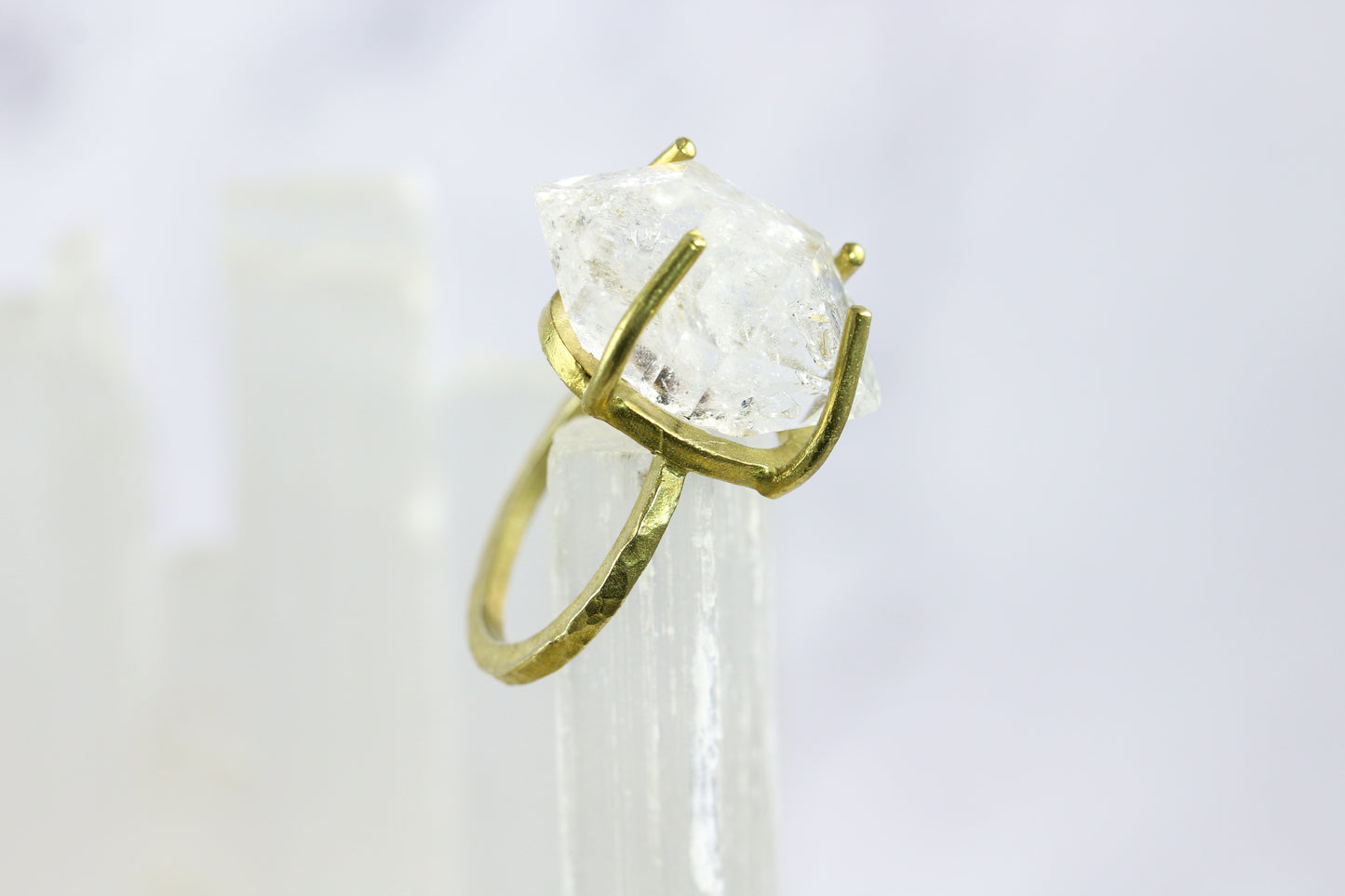 Herkimer Diamond Brass Ring