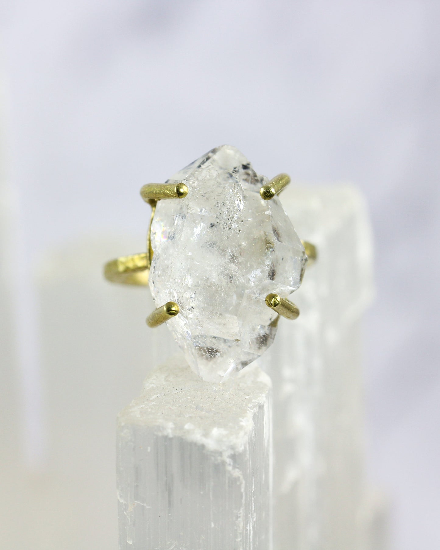 Herkimer Diamond Brass Ring