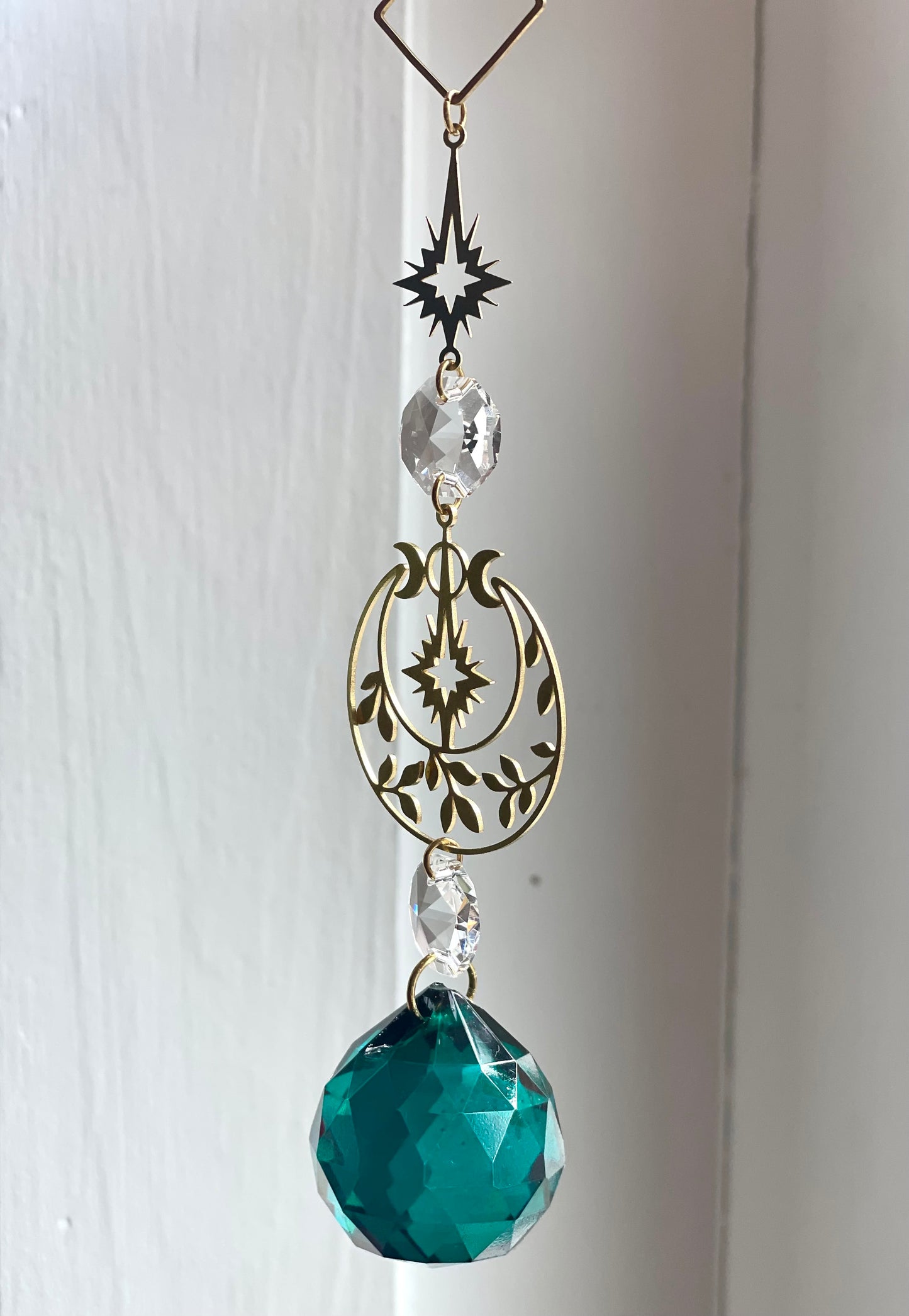 Green Crystal Brass Ornament