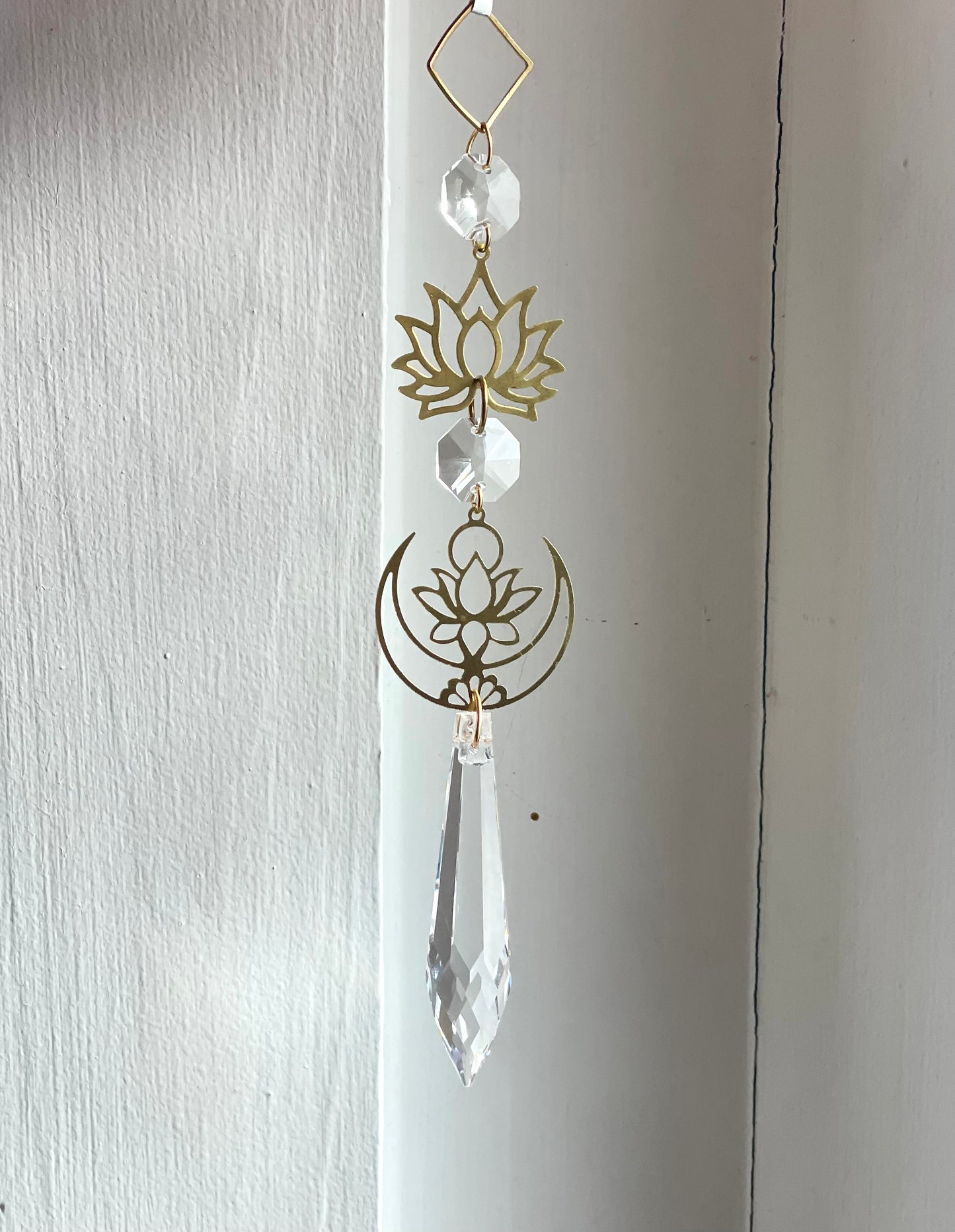 Crystal Brass Moon Ornaments