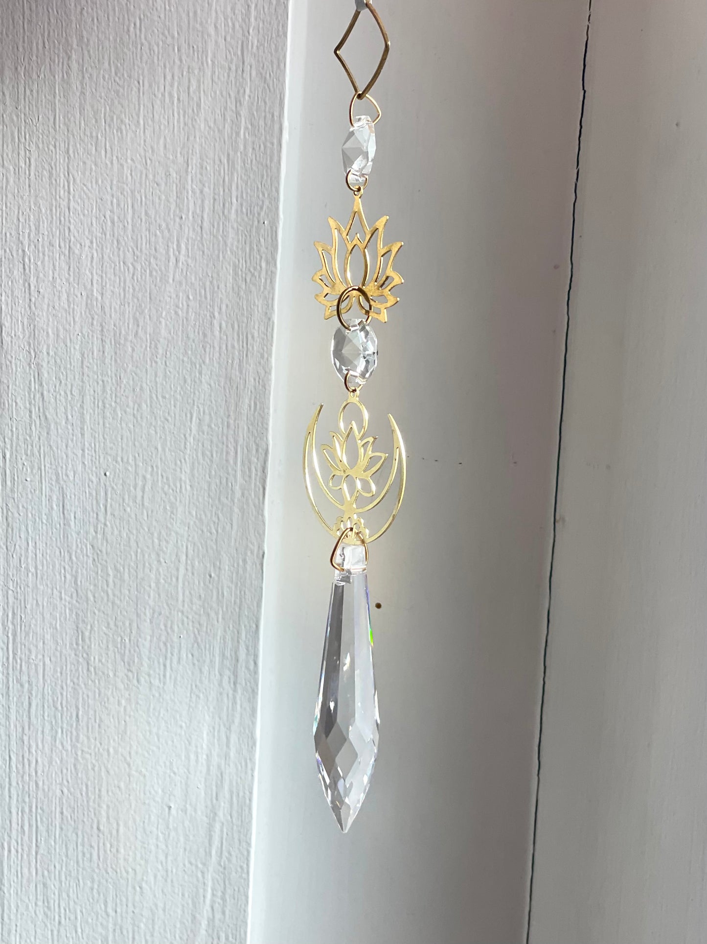 Crystal Brass Moon Ornaments