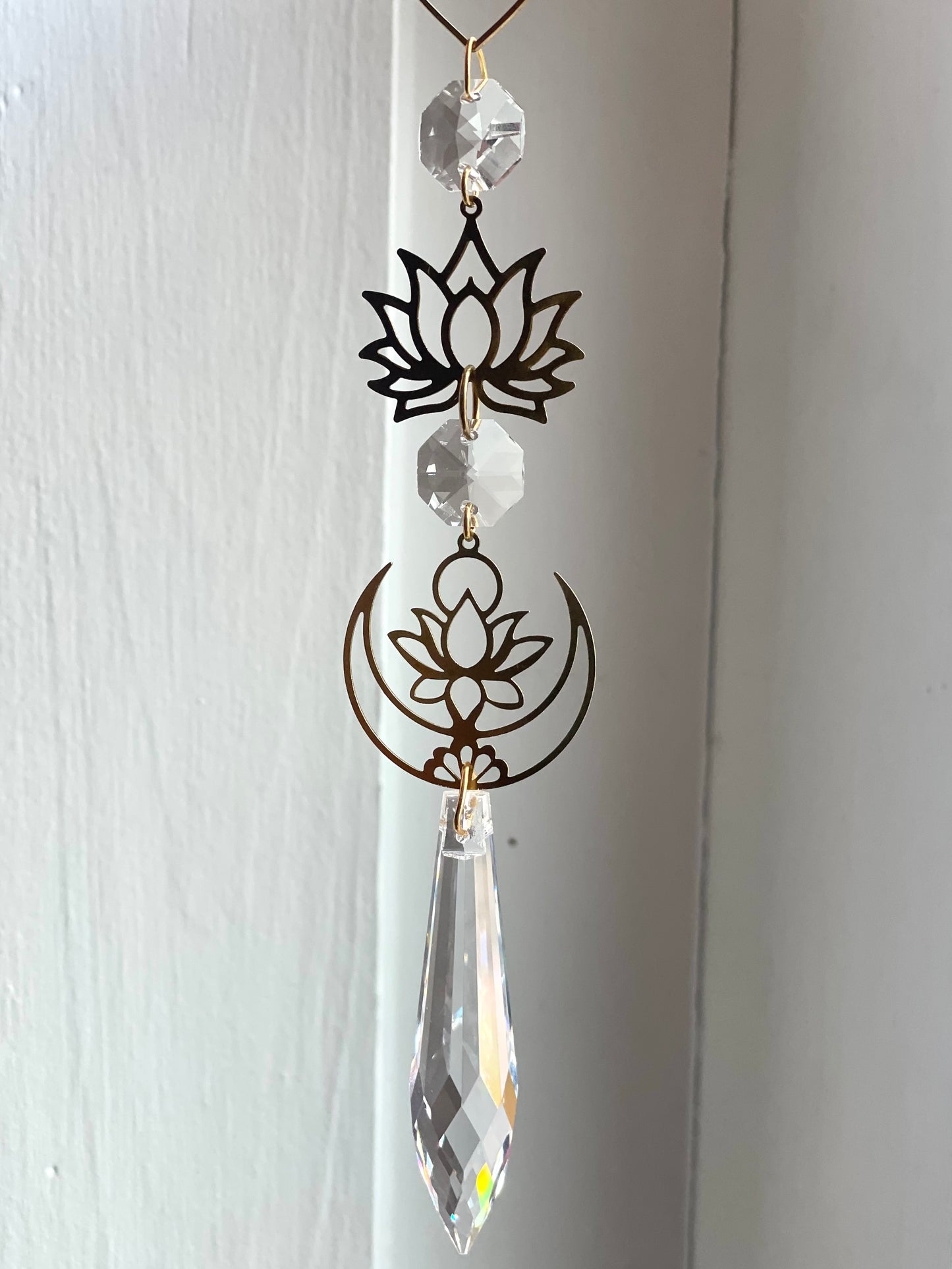 Crystal Brass Moon Ornaments