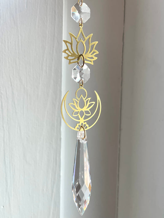 Crystal Brass Moon Ornaments