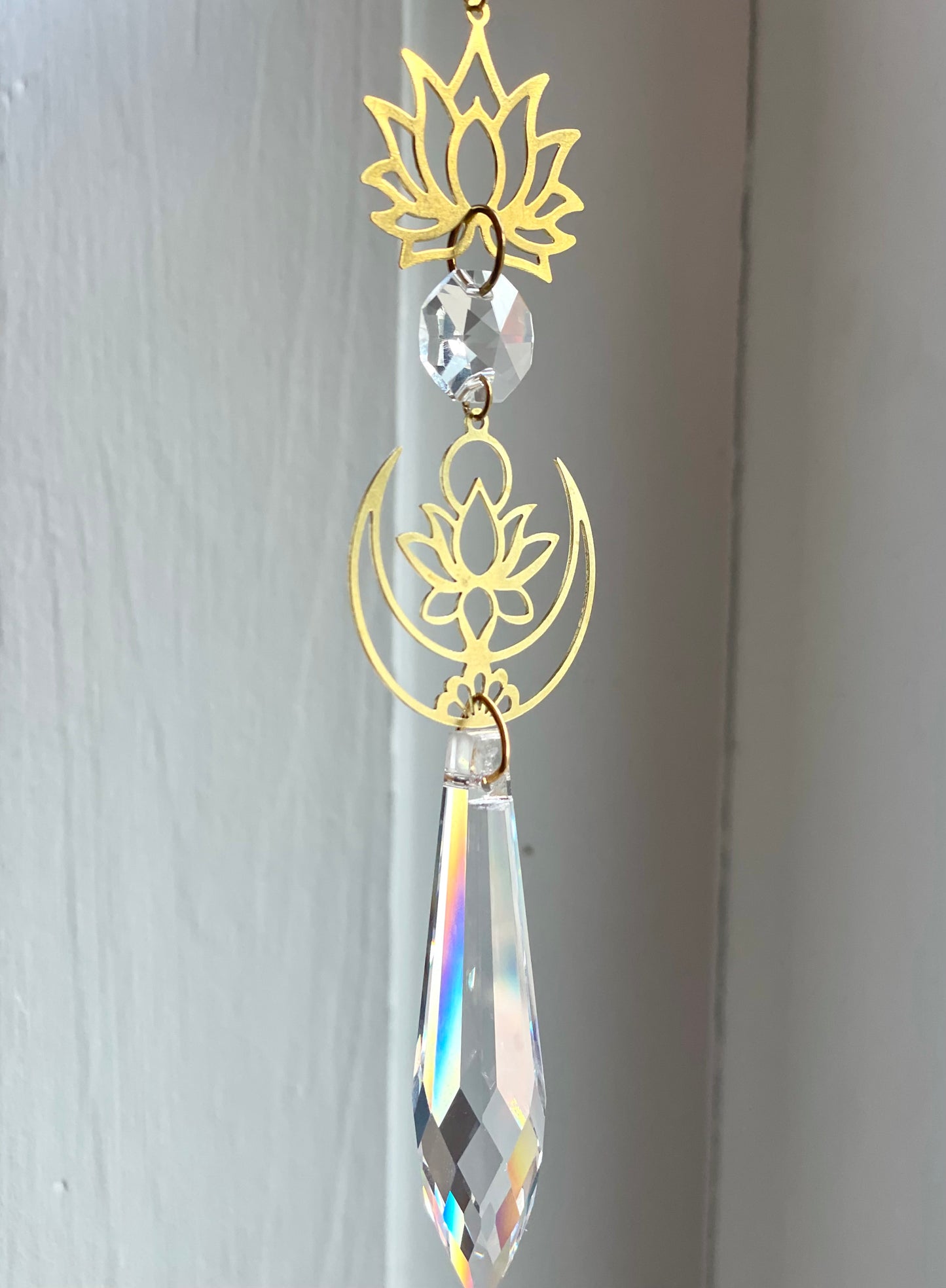 Crystal Brass Moon Ornaments