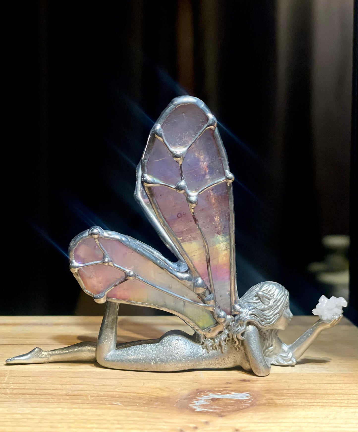 Pink Lilac Fairy with quartz