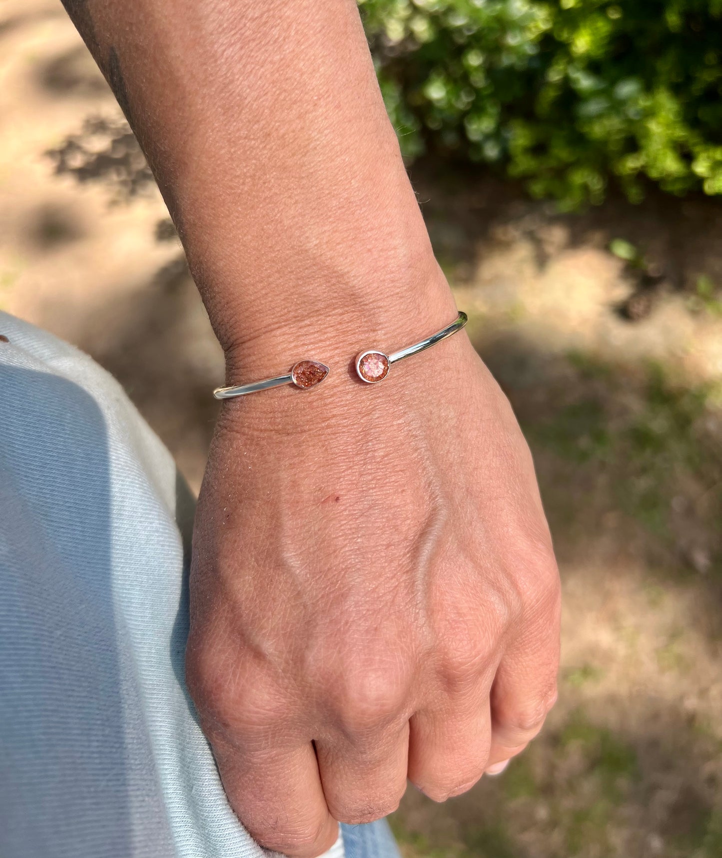 Sunstone Silver Flex Bracelet