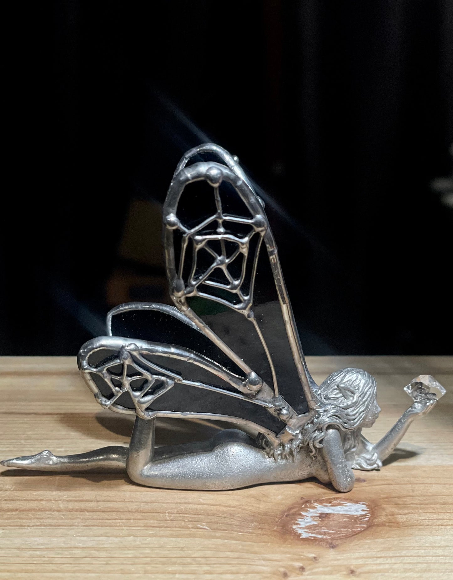 Black Spiderweb Fairy with Herkimer Diamond