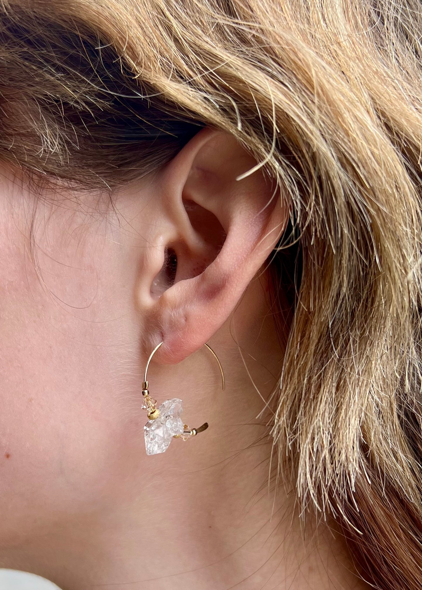 Herkimer Diamond Gold Hoops