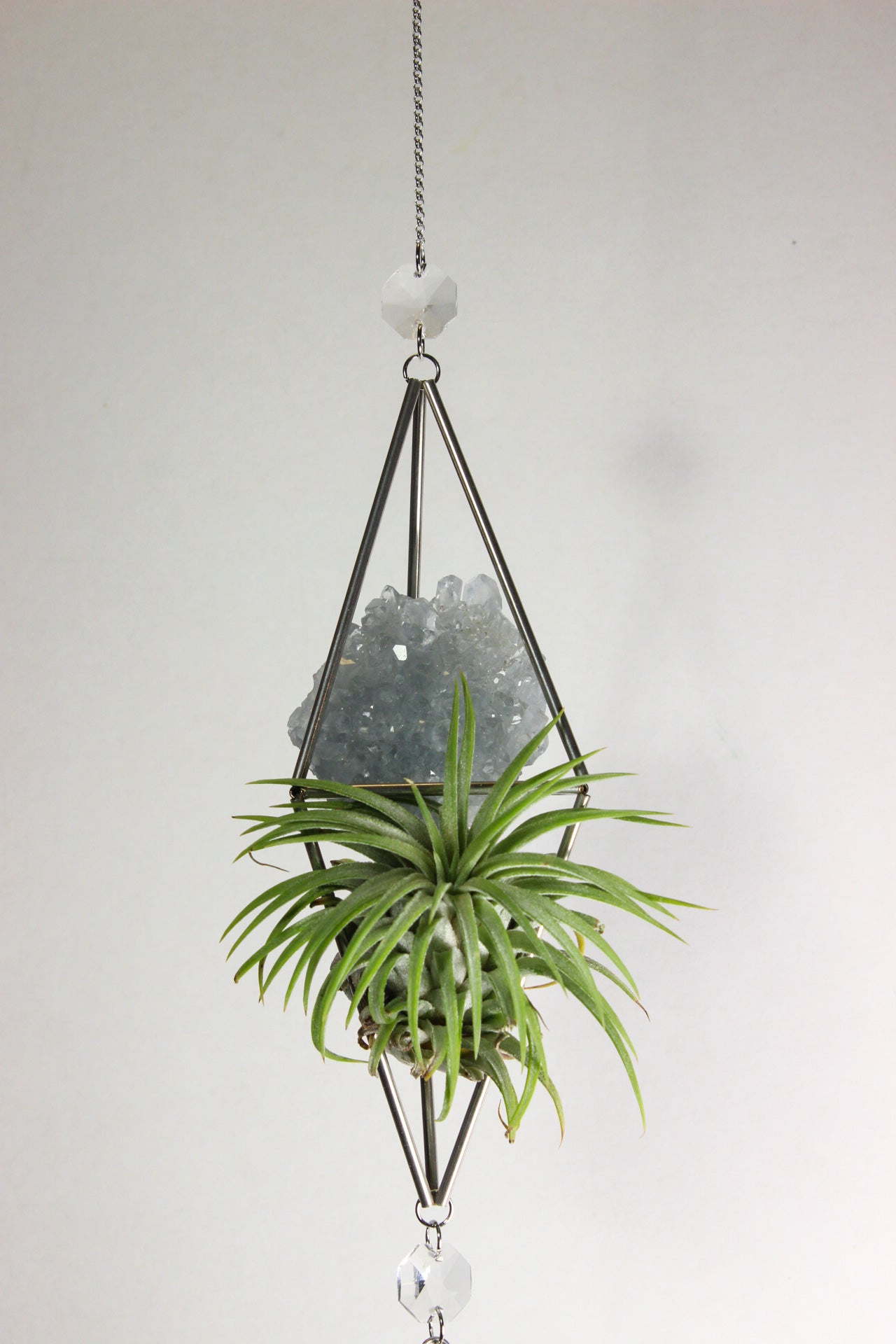 Celestite Crystal Stained Glass Sun Catcher with Air Plant
