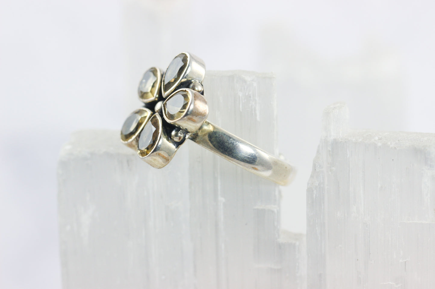Citrine Flower Ring
