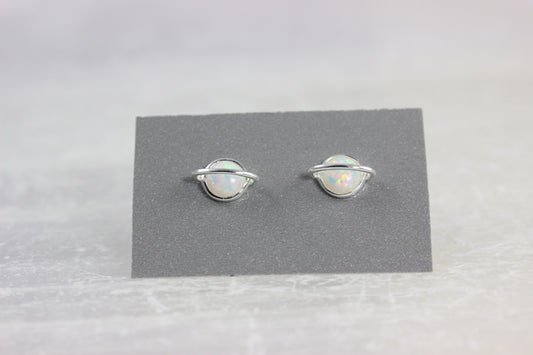 Opal Saturn Stud Earrings