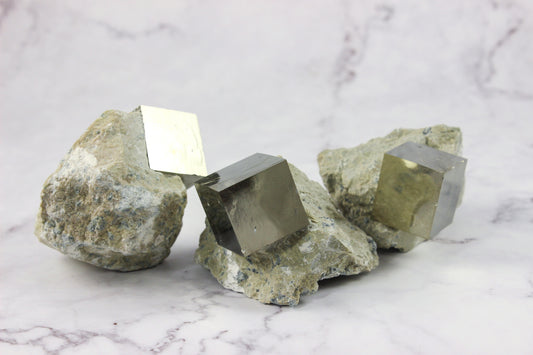 Pyrite Cubes in Matrix