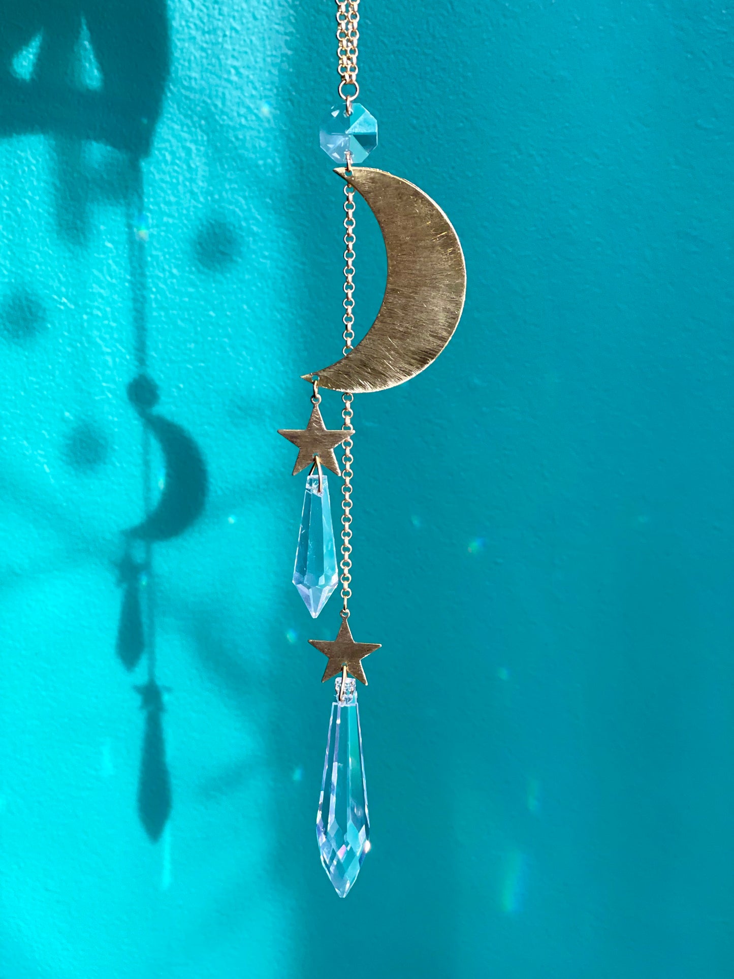 Brass Moon & Stars Sun Catcher