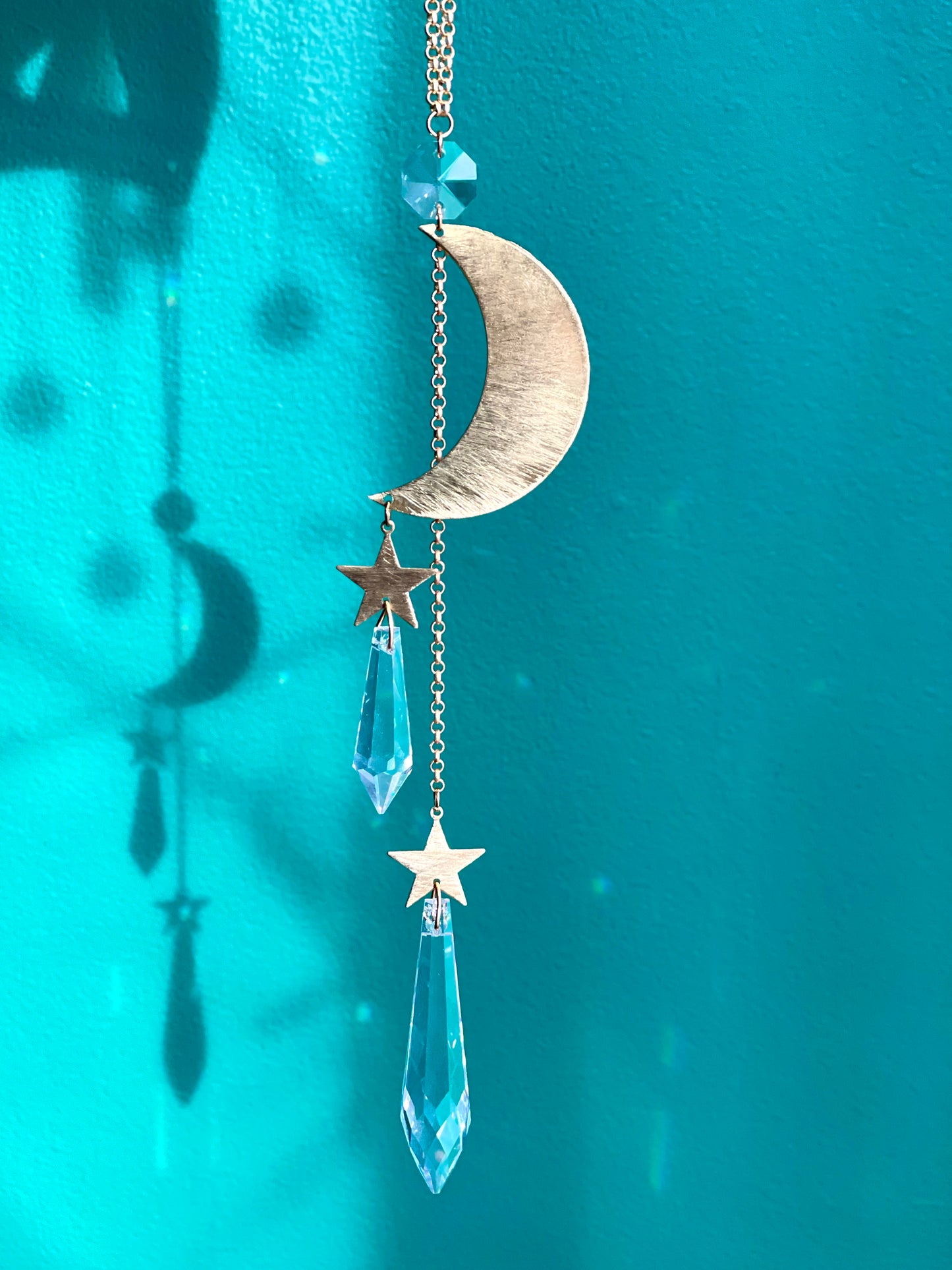 Brass Moon & Stars Sun Catcher