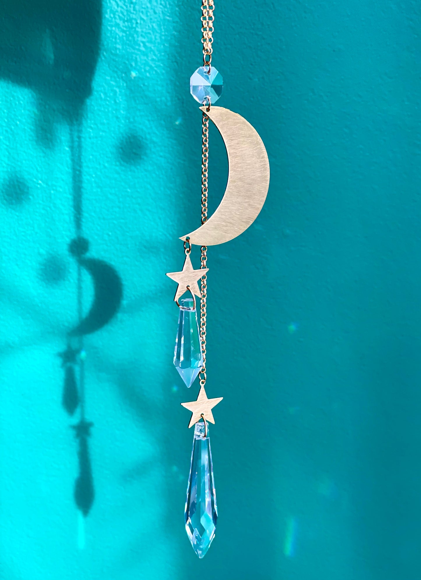 Brass Moon & Stars Sun Catcher