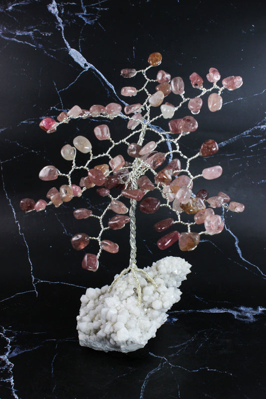 Strawberry Quartz Calcite Gem Tree