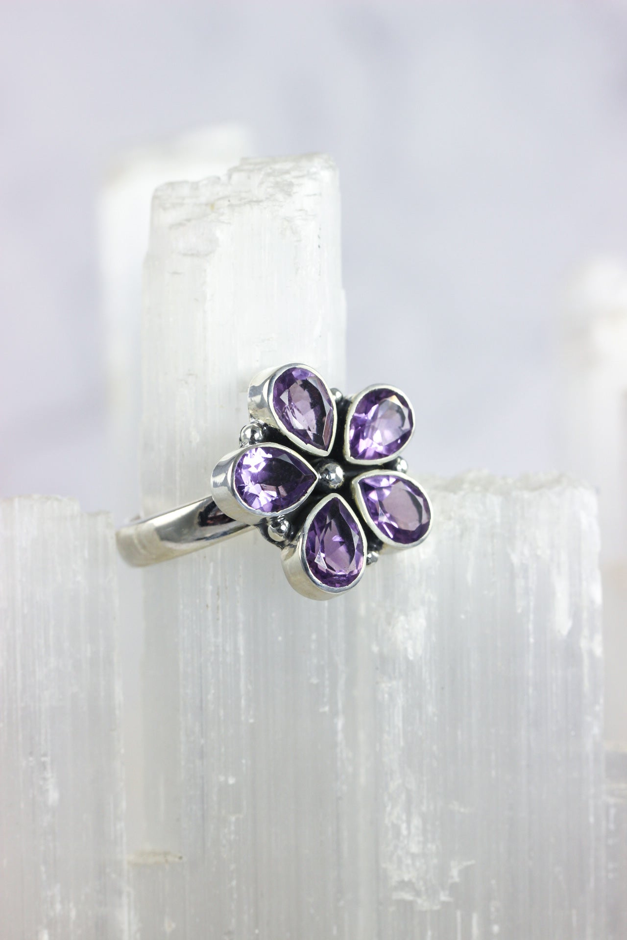 Amethyst Flower Ring