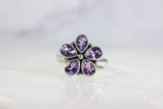 Amethyst Flower Ring