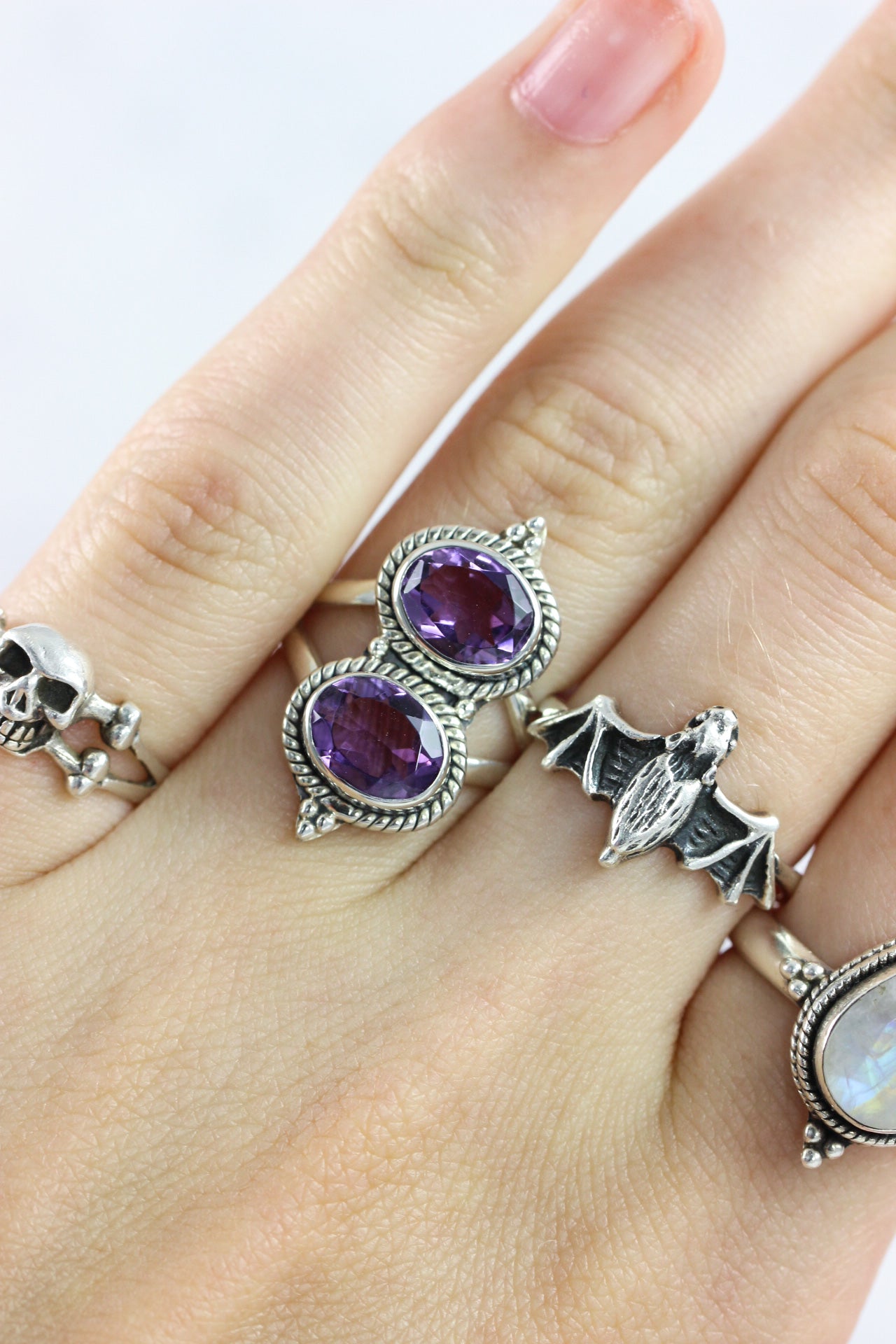 Amethyst Two Stone Ring