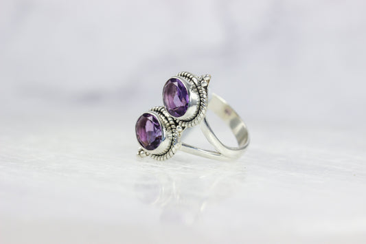 Amethyst Two Stone Ring