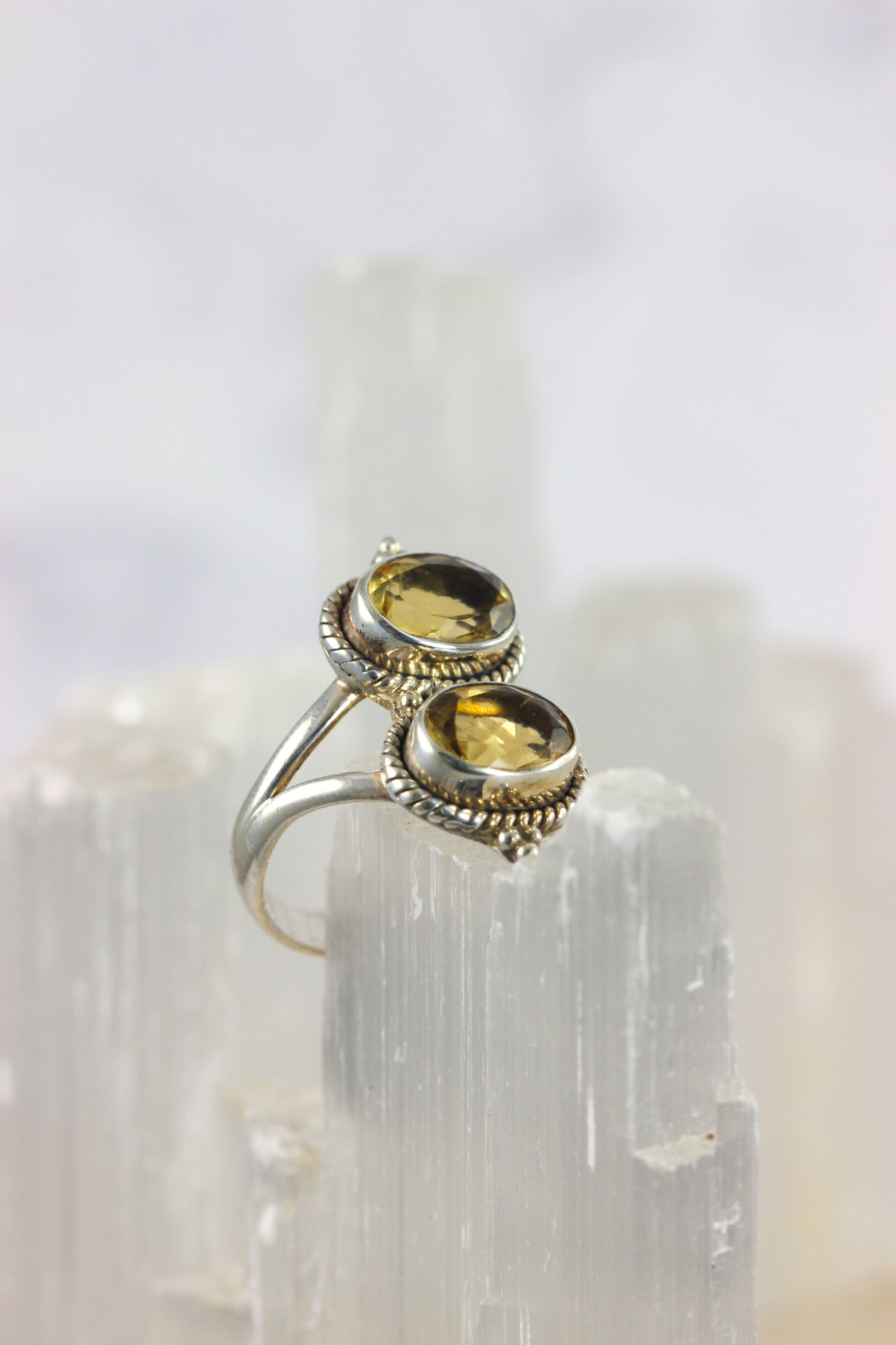 Citrine Two Stone Ring