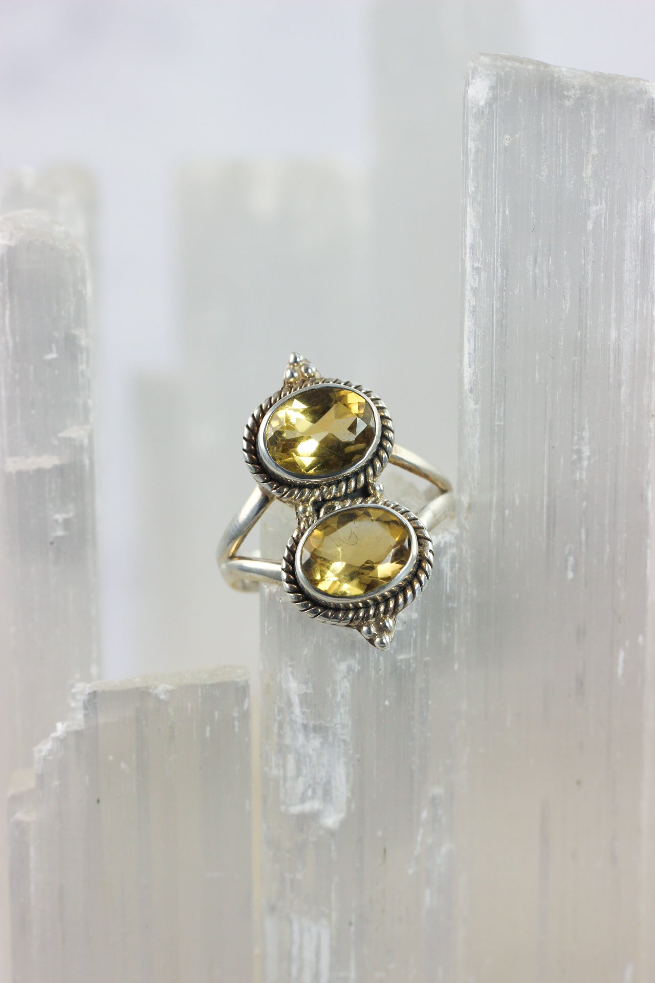 Citrine Two Stone Ring