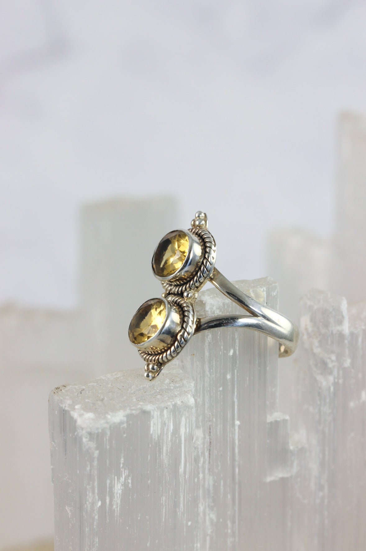 Citrine Two Stone Ring