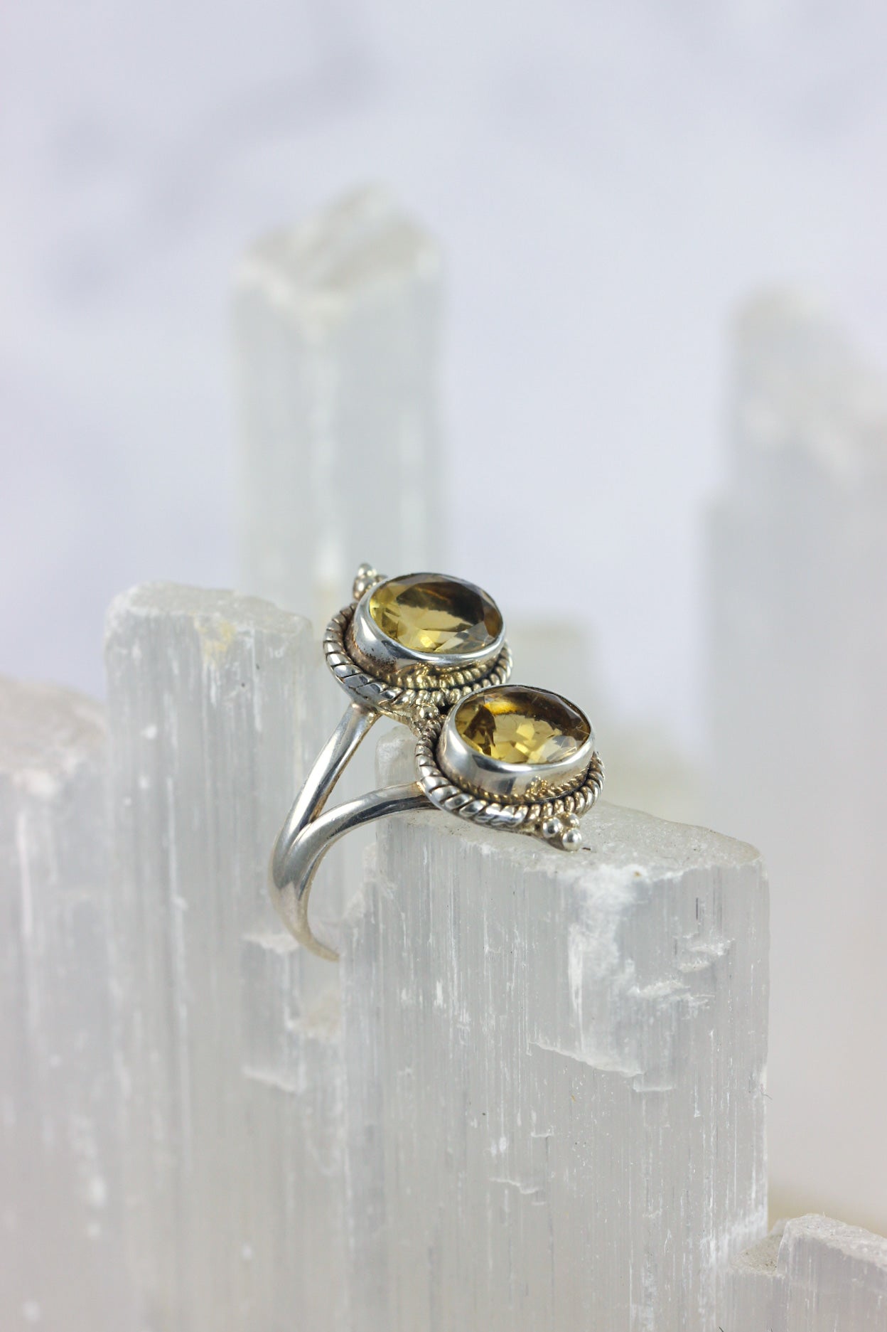 Citrine Two Stone Ring