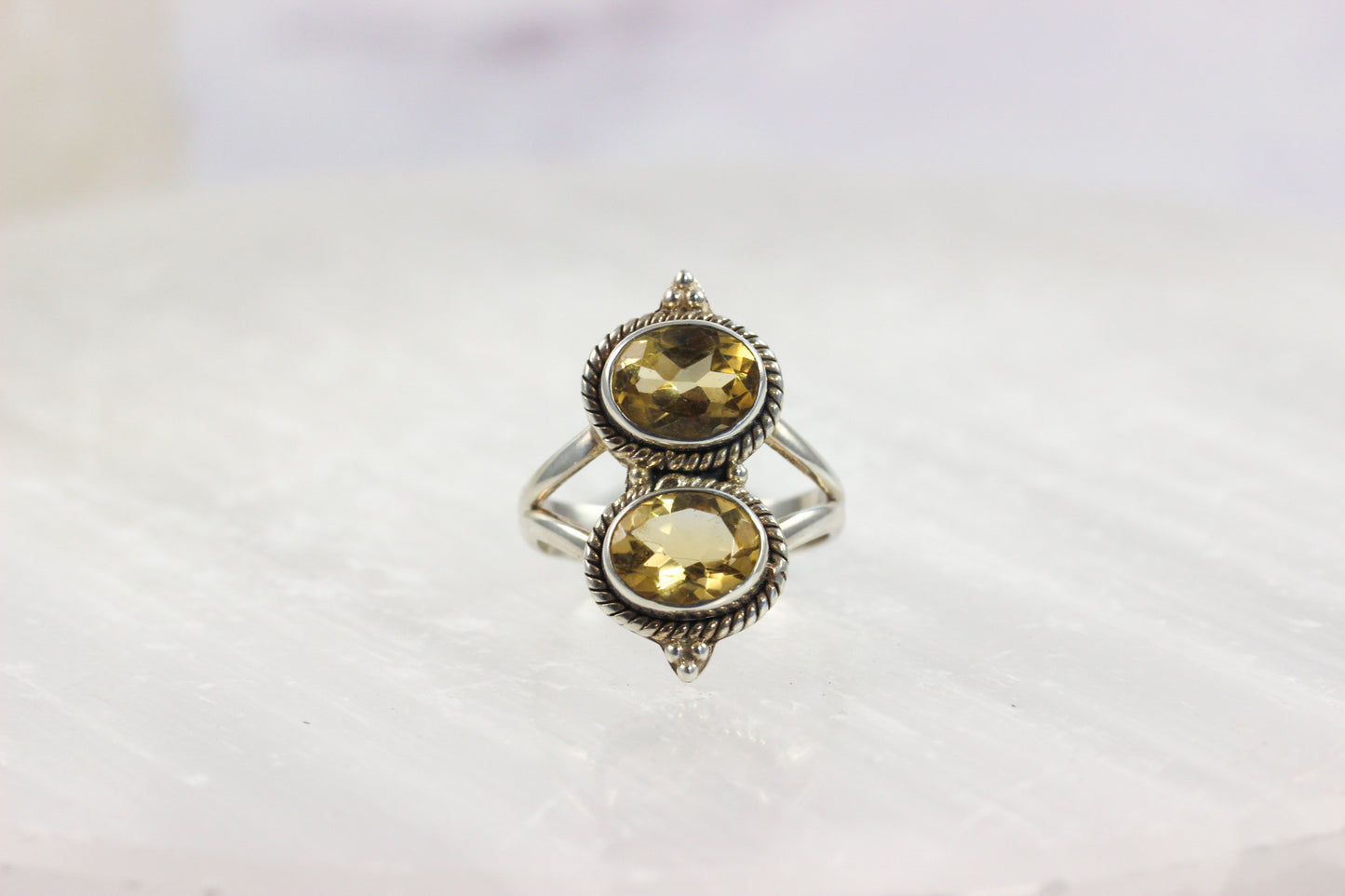 Citrine Two Stone Ring