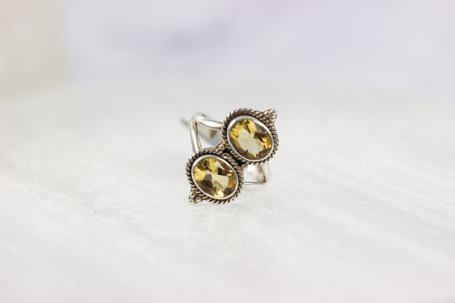 Citrine Two Stone Ring