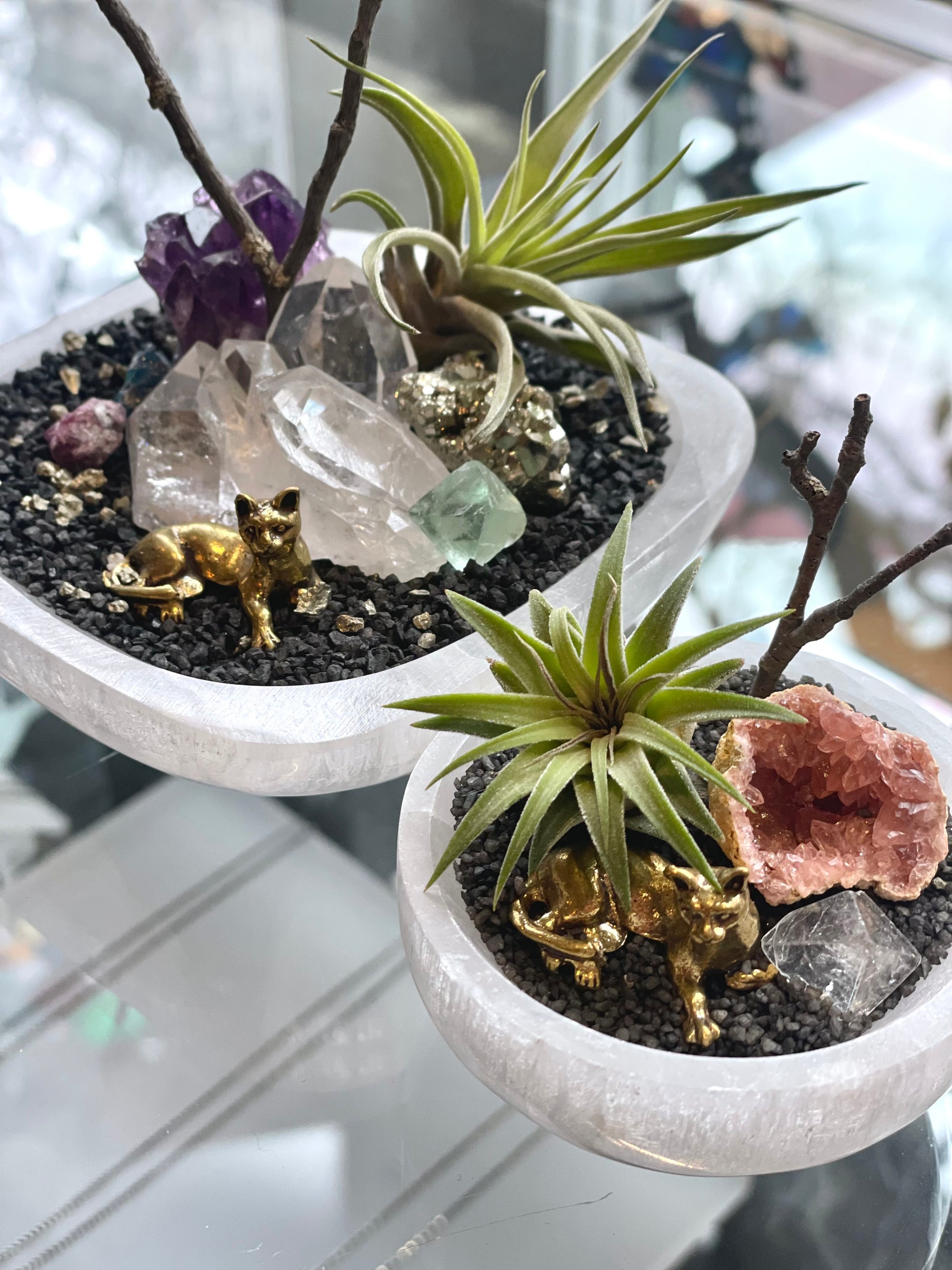air plant on crystal Large Crystal Rock Garden – Annick Designs