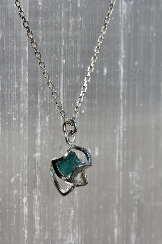 Indicolite Tourmaline Herkimer Diamond Necklace