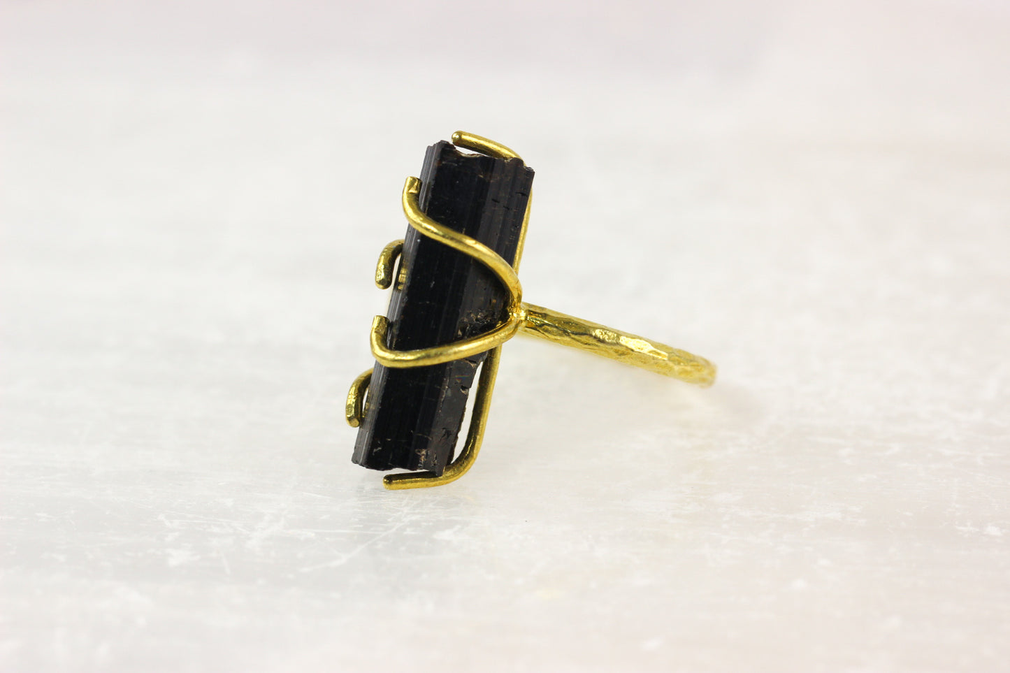 Black Tourmaline Moon Ring