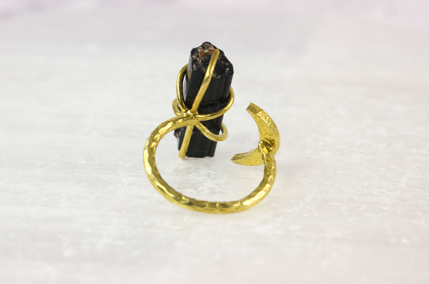 Black Tourmaline Moon Ring