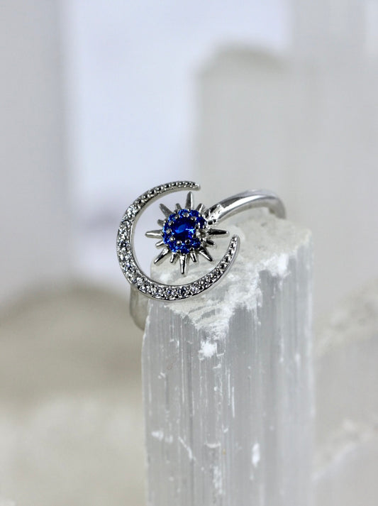 Moon and Star CZ Ring