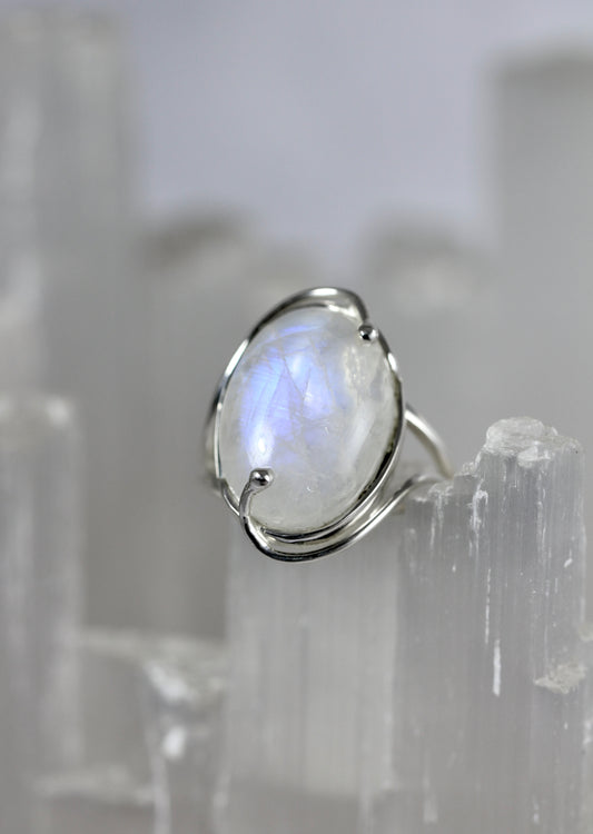Rainbow Moonstone Ring