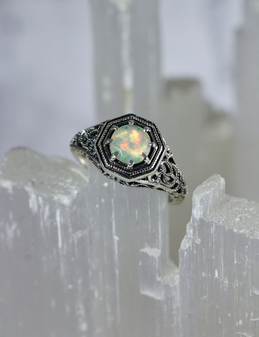 Ethiopian Opal Filigree Ring