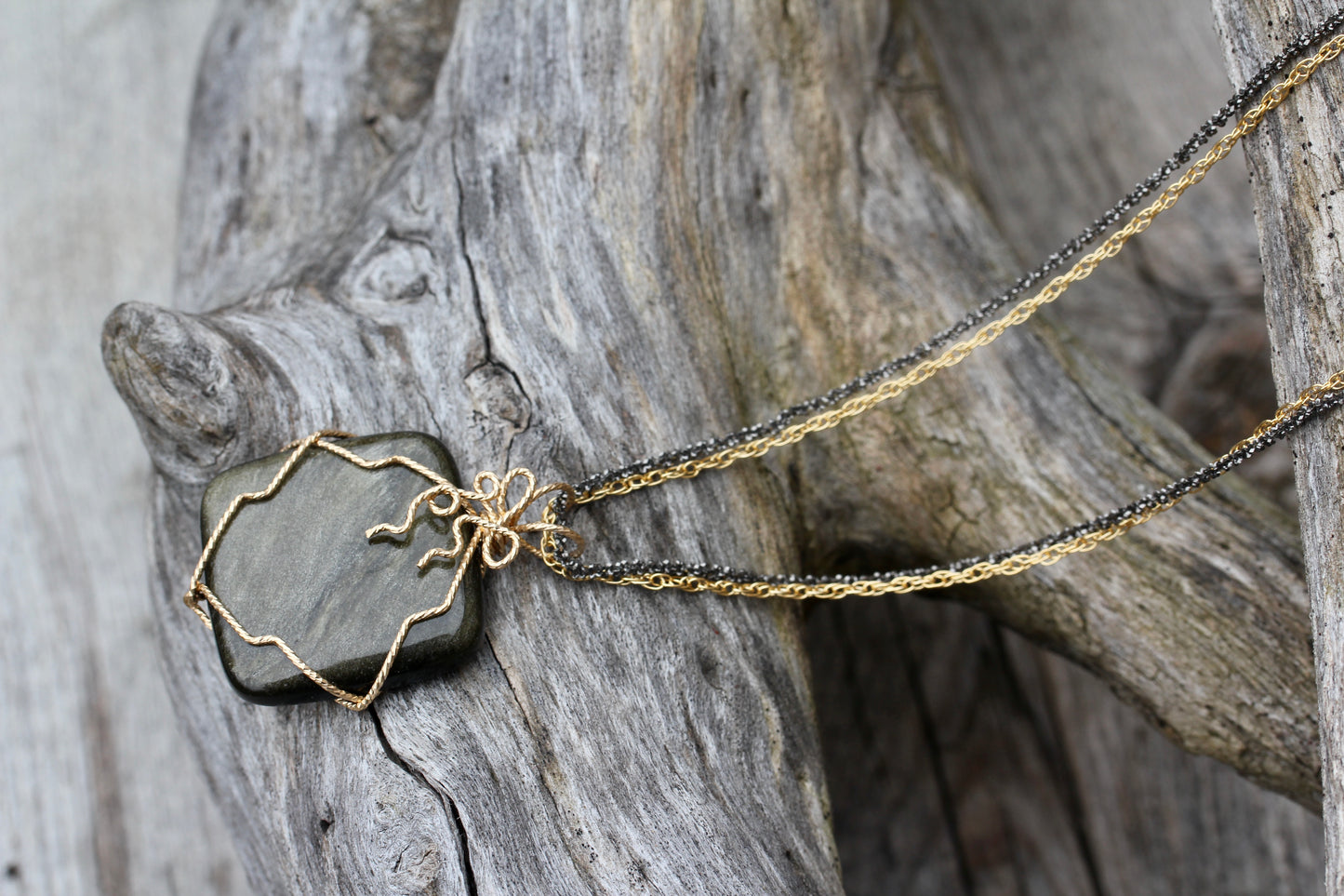 Gold Sheen Obsidian Necklace