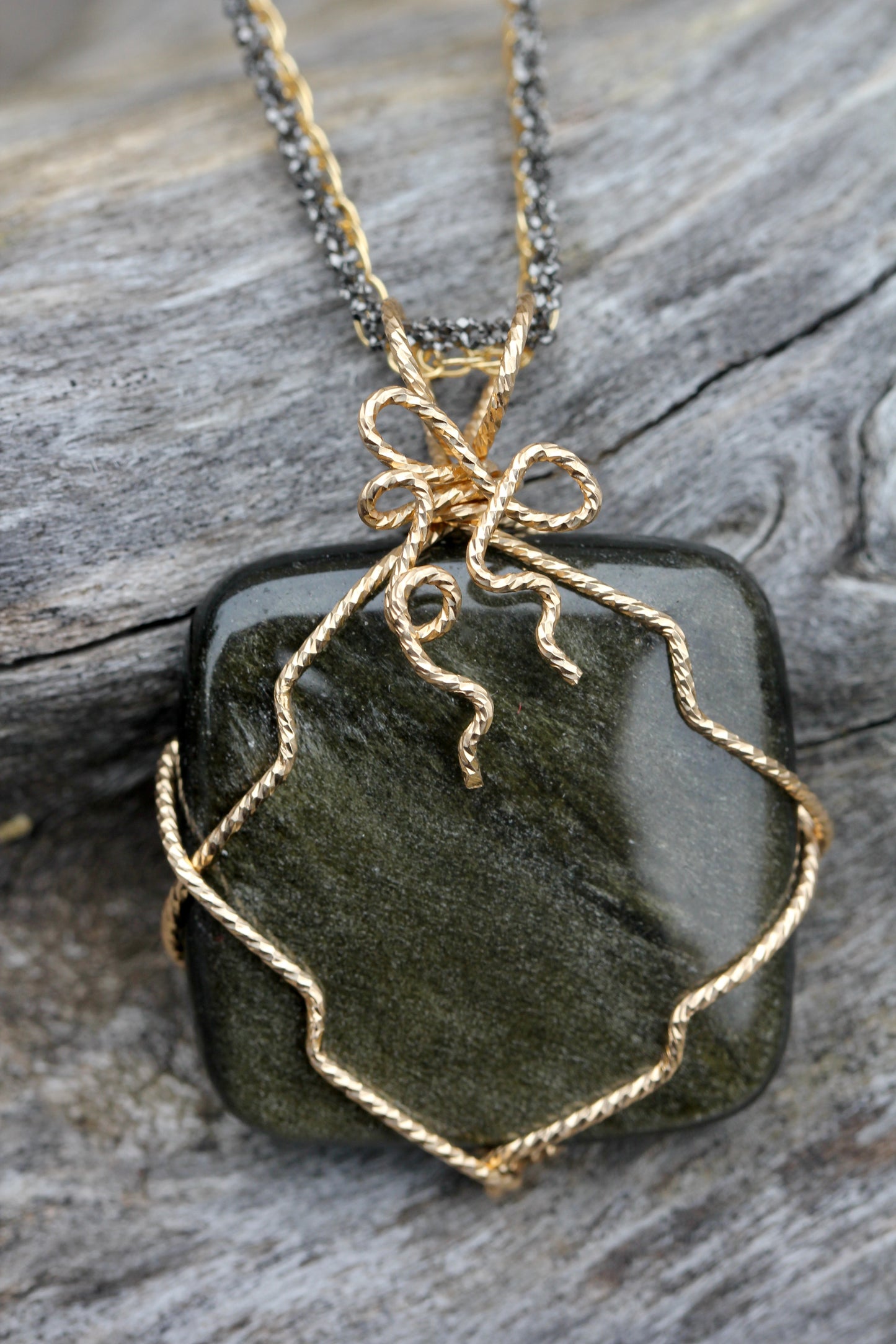 Gold Sheen Obsidian Necklace