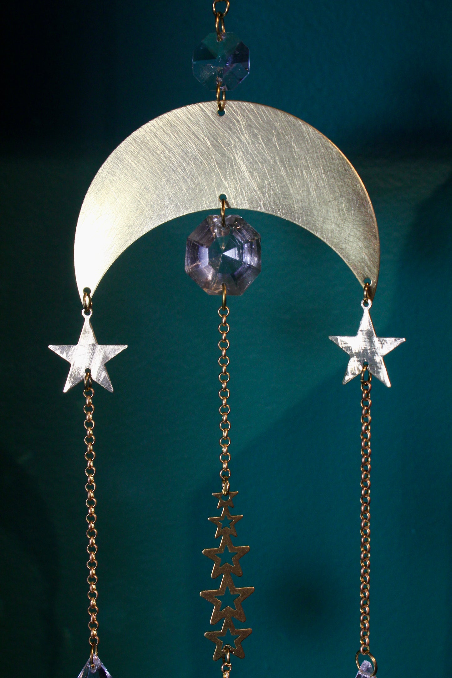 Celestial Crystal Mobile in Brass