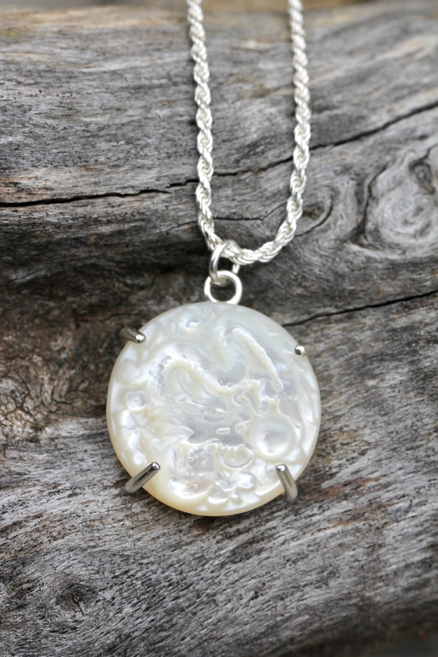 Mother of Pearl Dragon Necklace