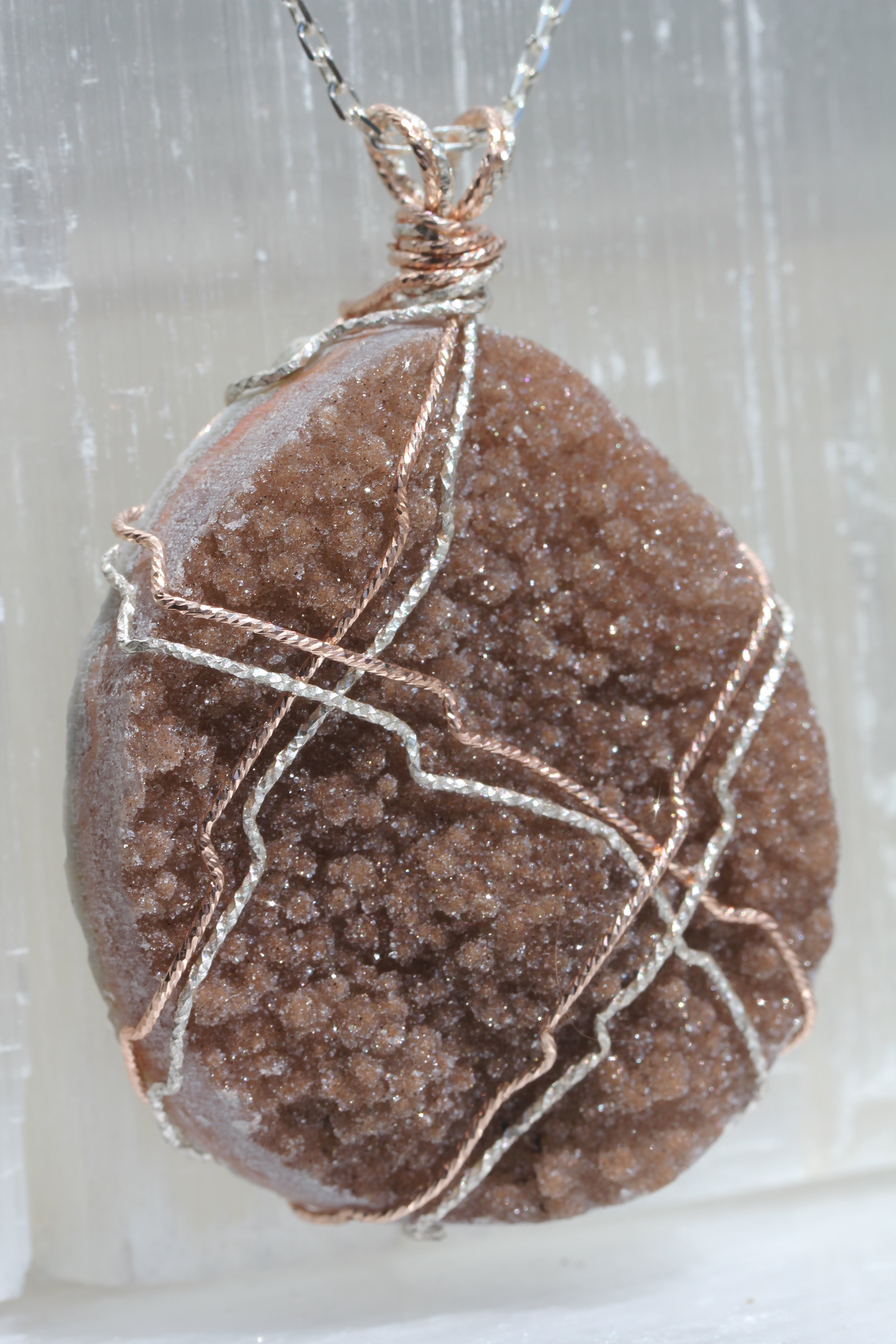 Brown Quartz Druzy Large Pendant
