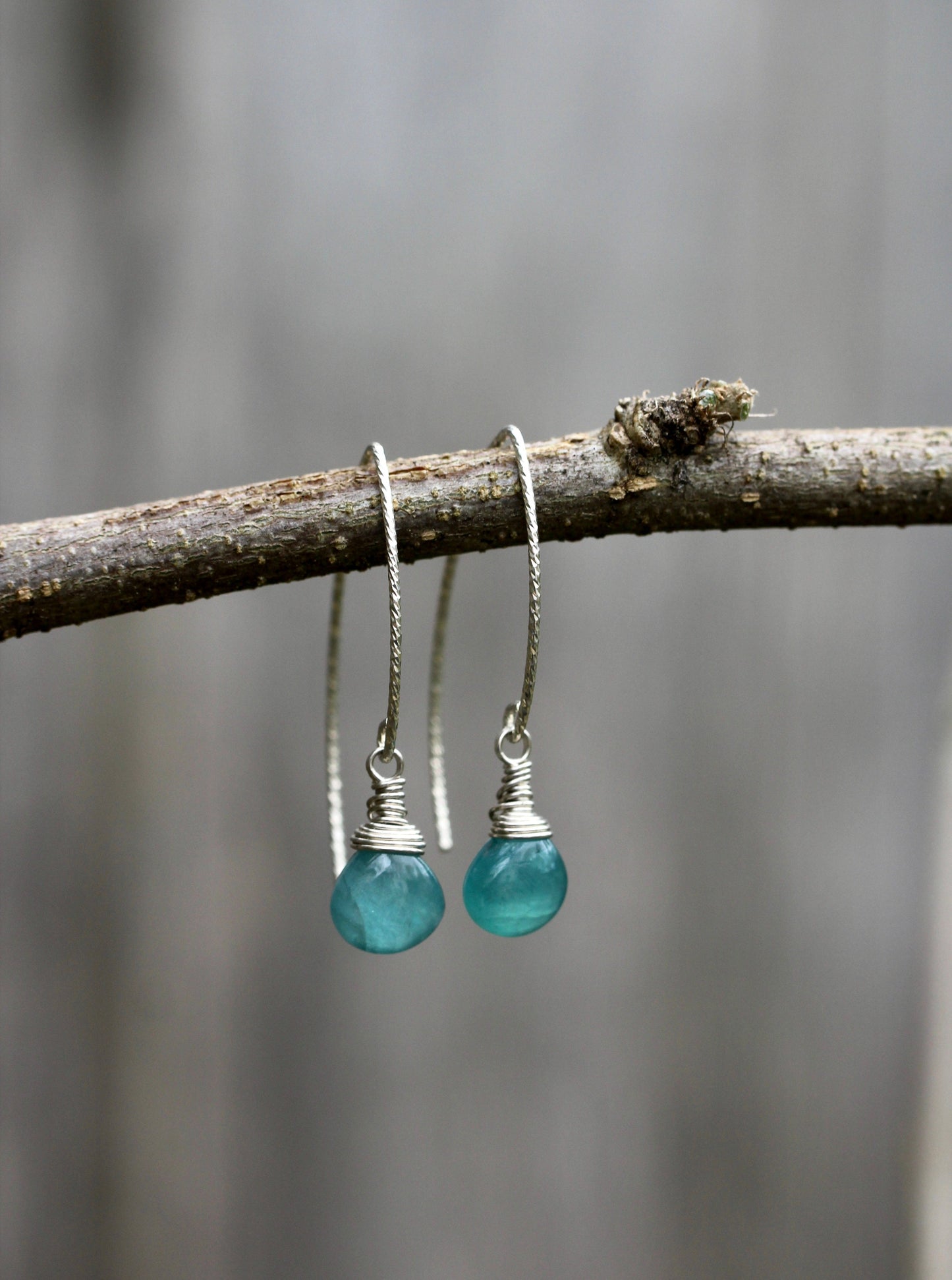 Grandidierite V Wire Earrings