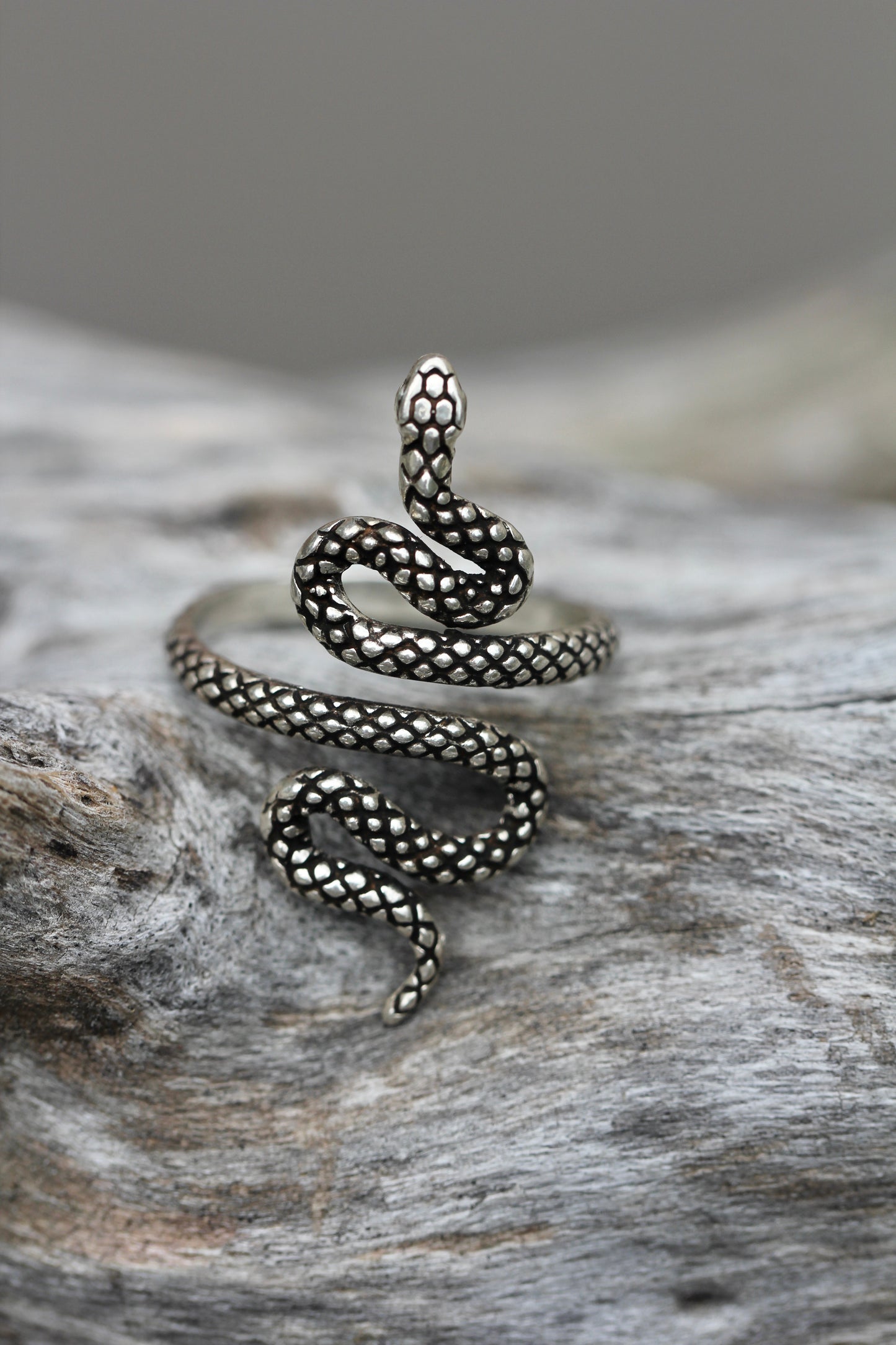 Textured Silver Snake RIng